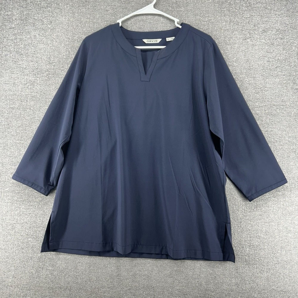 Orvis Tunic Top Women Size Large Blue Casual Lightweight Relax